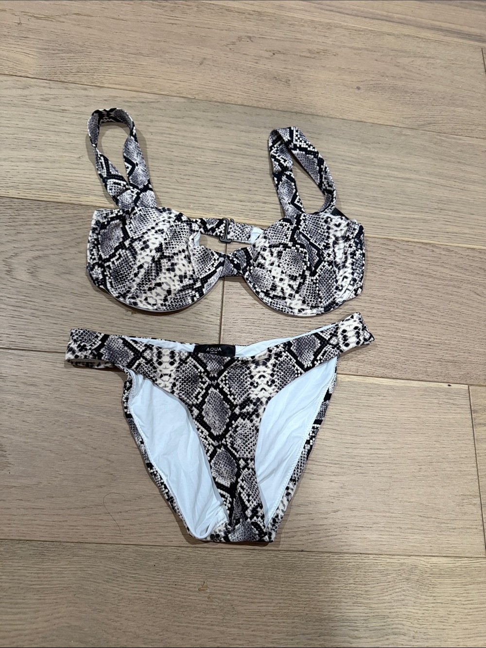 Aqua Black & White Snakeskin Underwire Bikini